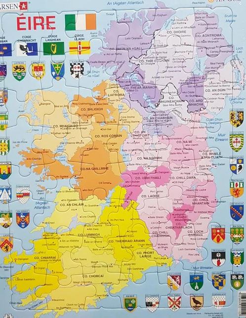 Éire Míreanna Mearaí (Puzzle Jigsaw Map in Irish as Gaeilge)