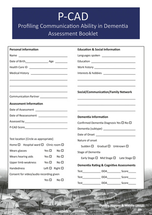 P-CAD Picture and Reading: Pack of 20x Assessment Booklets (Profiling Communication Ability in Dementia) 