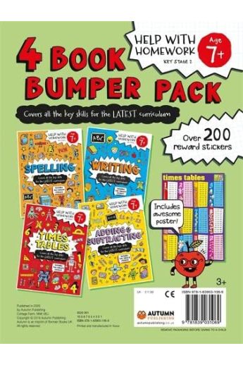 Help with Homework Age 7+: Spelling, Writing, Time Tables, Adding & Subtracting (Four Book Bumper Pack)